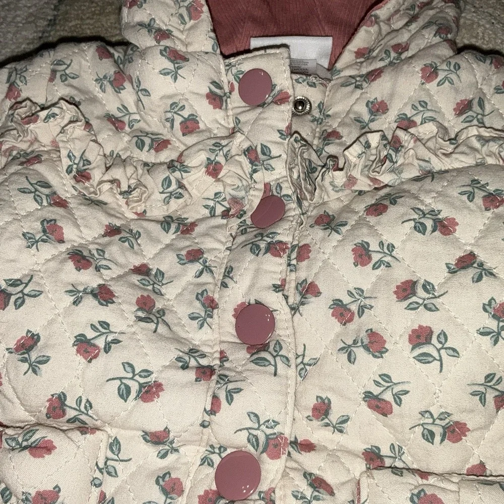 3-6 Months Baby Infant Nicolle Miller Floral Coat Jacket‎ Hooded Coat Pink Beige